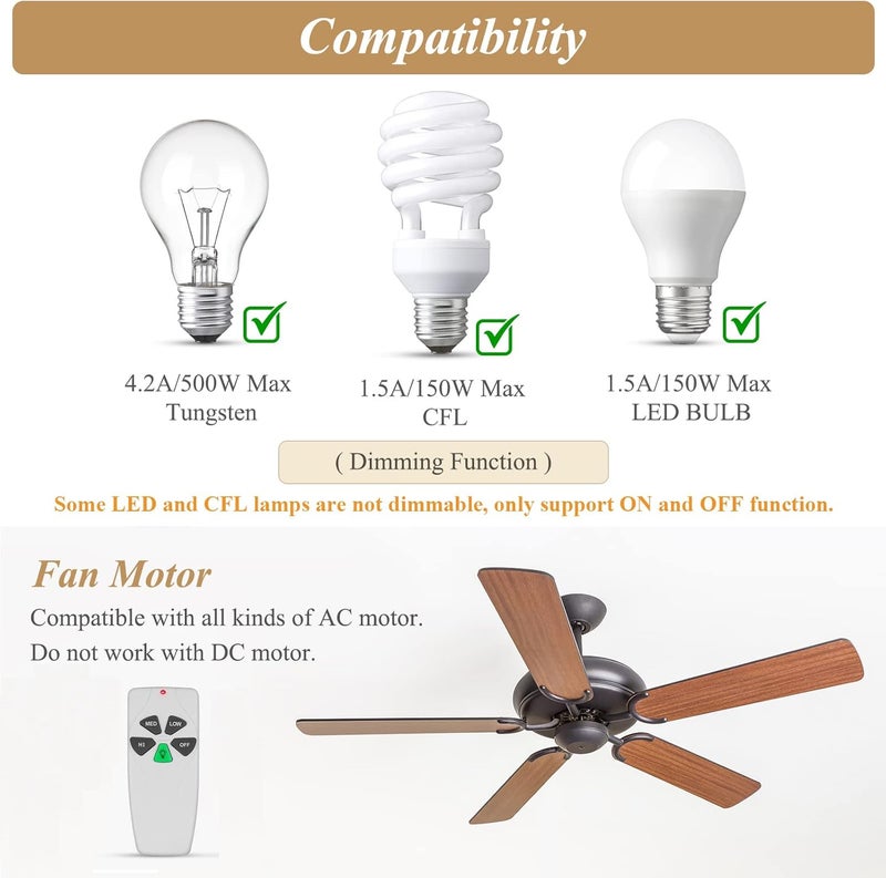 Prichor FAN-53T Ceiling Fan Remote Control Replacement for Harbor Breeze Hampton Bay, Replace L3HFAN11T FAN-11T 35T 35T1 Fan-HD KUJCE9103 CHQ8BT7030T CHQ7030T UC7030T 2AAZPFAN53T FAN-53T(Remote Only) - Image 4